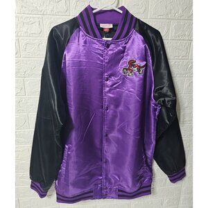 Toronto Raptors satin purple and black Jacket Mitchell & Ness mens LT Large Tall